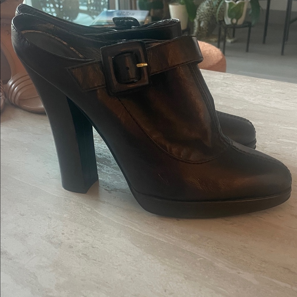 Missoni Black leather  bootie Heels with Buckle - luxury designer goth